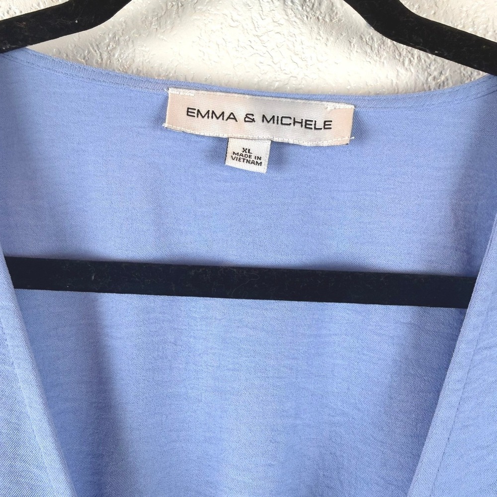 NWT EMMA & MICHELE Blue V Neck Tiered Dress Cottagecore Feminine Balletcore XL‎ - Picture 2 of 4